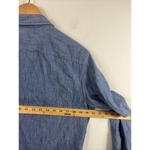 UNTUCKit Shirt Men’s M Blue Selvedge Chambray Long Sleeve Button-Front Slim Fit - Picture 6 of 7